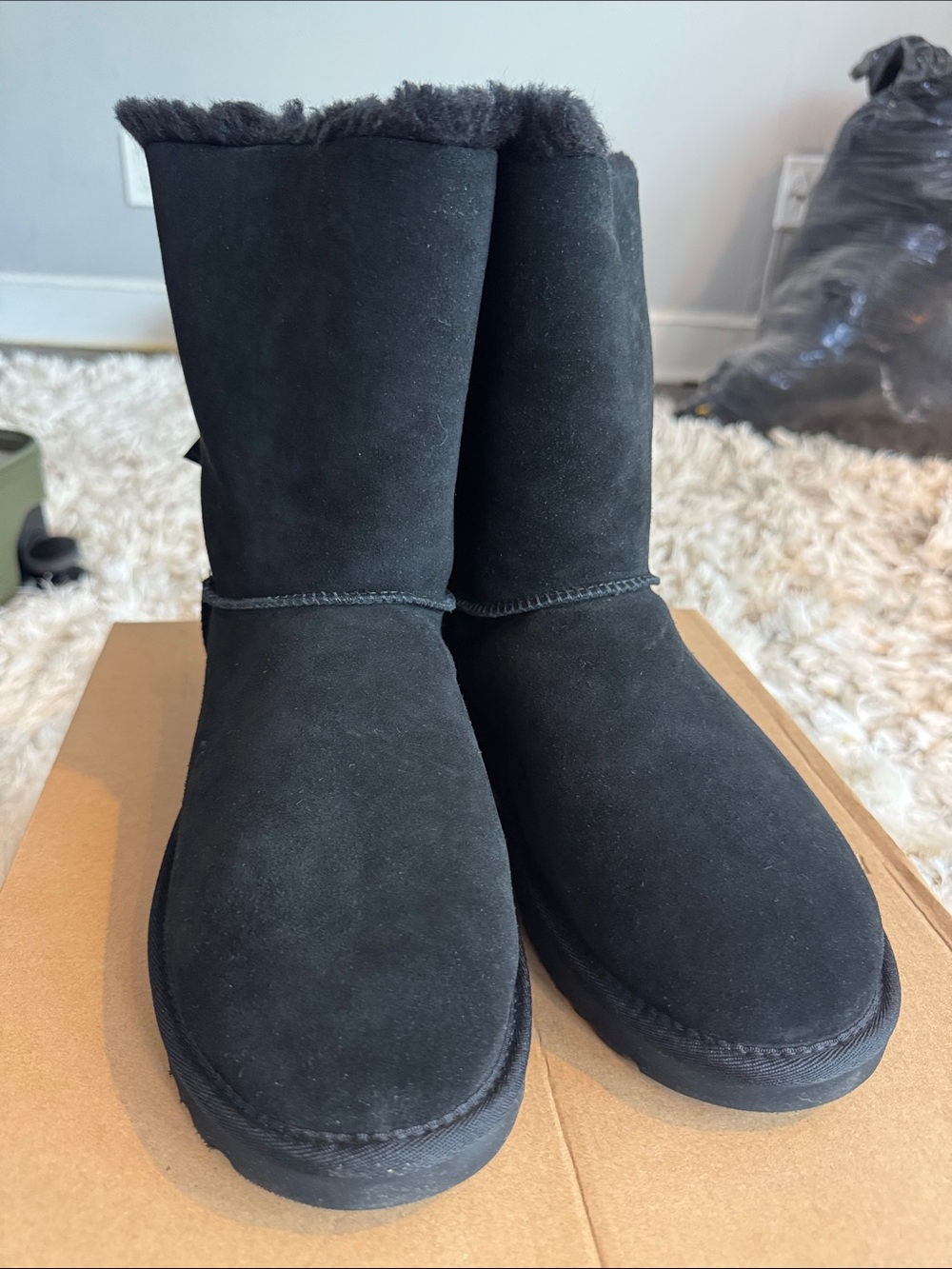 NEW UGG Black Suede Mid-Calf Winter Boots